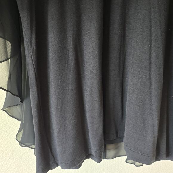 Massey Womens XL Black Gold Sheer Poncho Top Bling Event Formal Black Tie Career - Picture 5 of 8